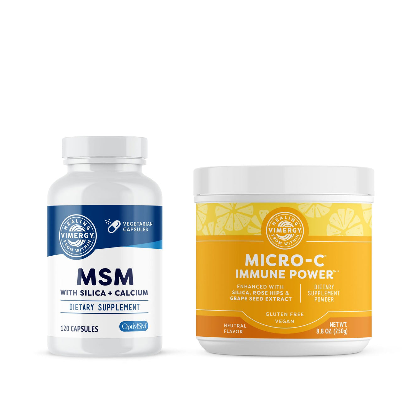 Vimergy Skin Potion Kit – Micro-C Immune Power(TM) (250g) and MSM (120 Capsules) – Skin, Hair & Nail Support + Collagen + Immunity – Vegan, Paleo, Gluten-Free, Kosher – Pure, Potent Daily Supplements