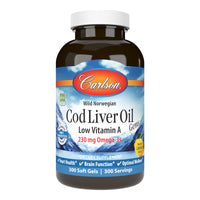 Thumbnail for Carlson - Cod Liver Oil Gems, Low Vitamin A, 230 mg Omega-3s, Norwegian, Wild Caught, Sustainably Sourced, 300 Softgels
