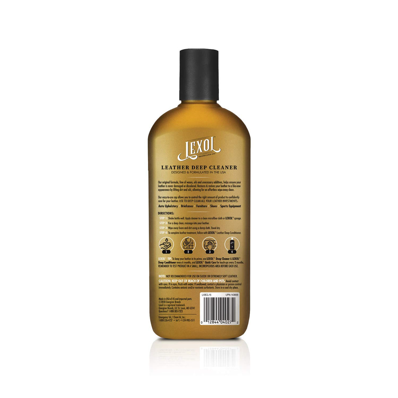 Lexol All Leather Cleaner for Car Interior, Couches and Furniture, Shoes and Boots, Purses and Handbags, Baseball Gloves and Horse Saddles, and More, 16.9 oz