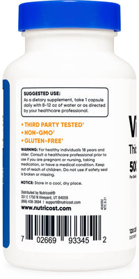 Thumbnail for Nutricost Vitamin B1 (Thiamin) 500mg, 120 Capsules (3 Bottles)