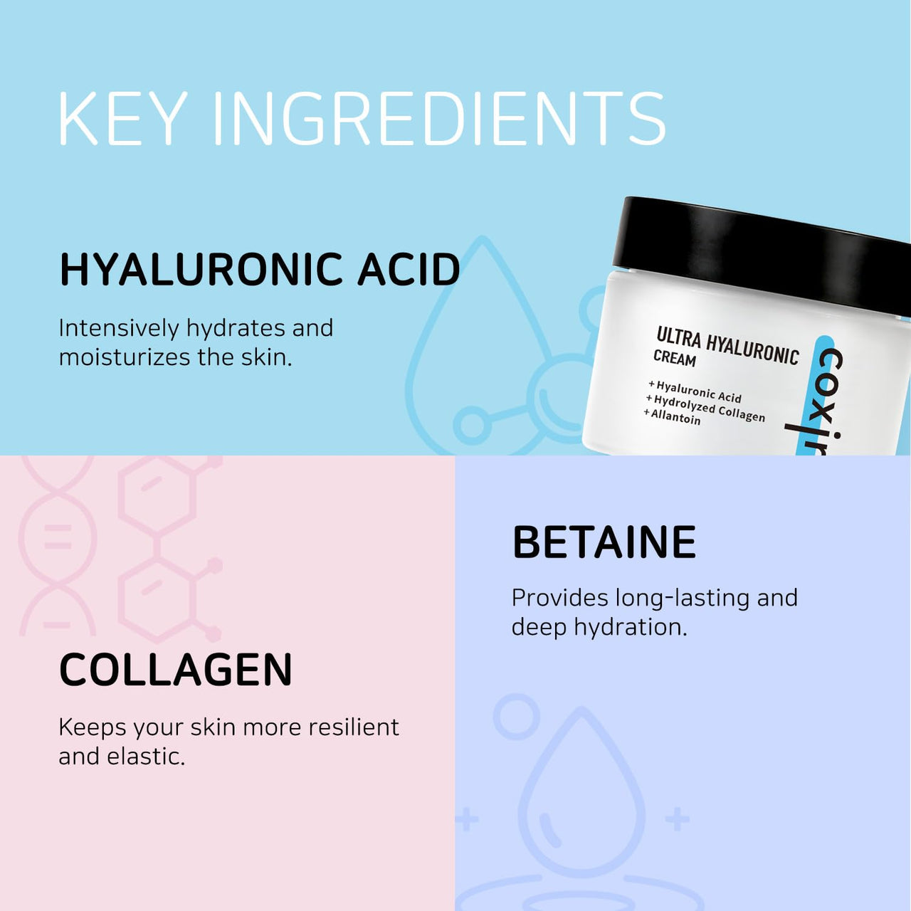 coxir Ultra Hyaluronic Cream– Intense Hydration Moisturizer for Dry, Dehydrated Skin | Hyaluronic Acid & Aloe Vera | Lightweight Korean Face Cream for Winter Dryness & Glowing Skin 50ml (1.69 fl oz)