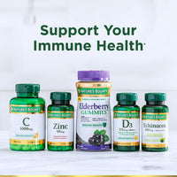 Thumbnail for Nature's Bounty Elderberry Gummies, Dietary Supplement, Supports Immune Health, Contains Vitamin A, C, D, E and Zinc, 100 mg, 70 Gummies