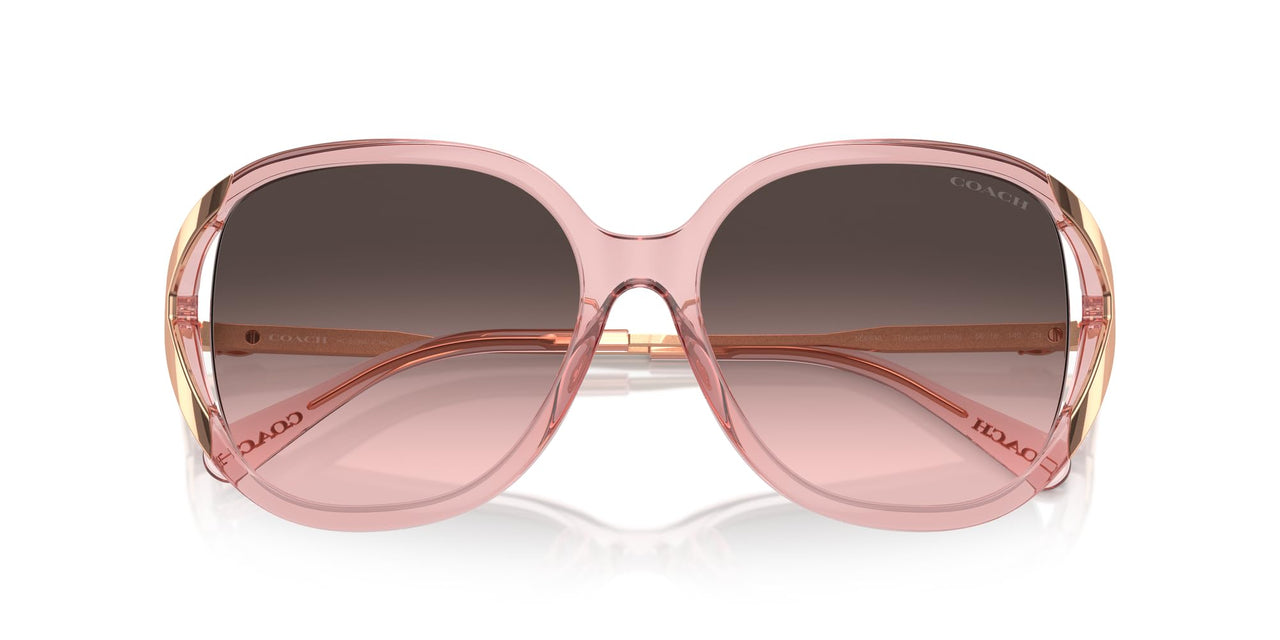 COACH Women's HC8396U Universal Fit Square Sunglasses, Transparent Pink/Grey Pink Gradient, 56 mm