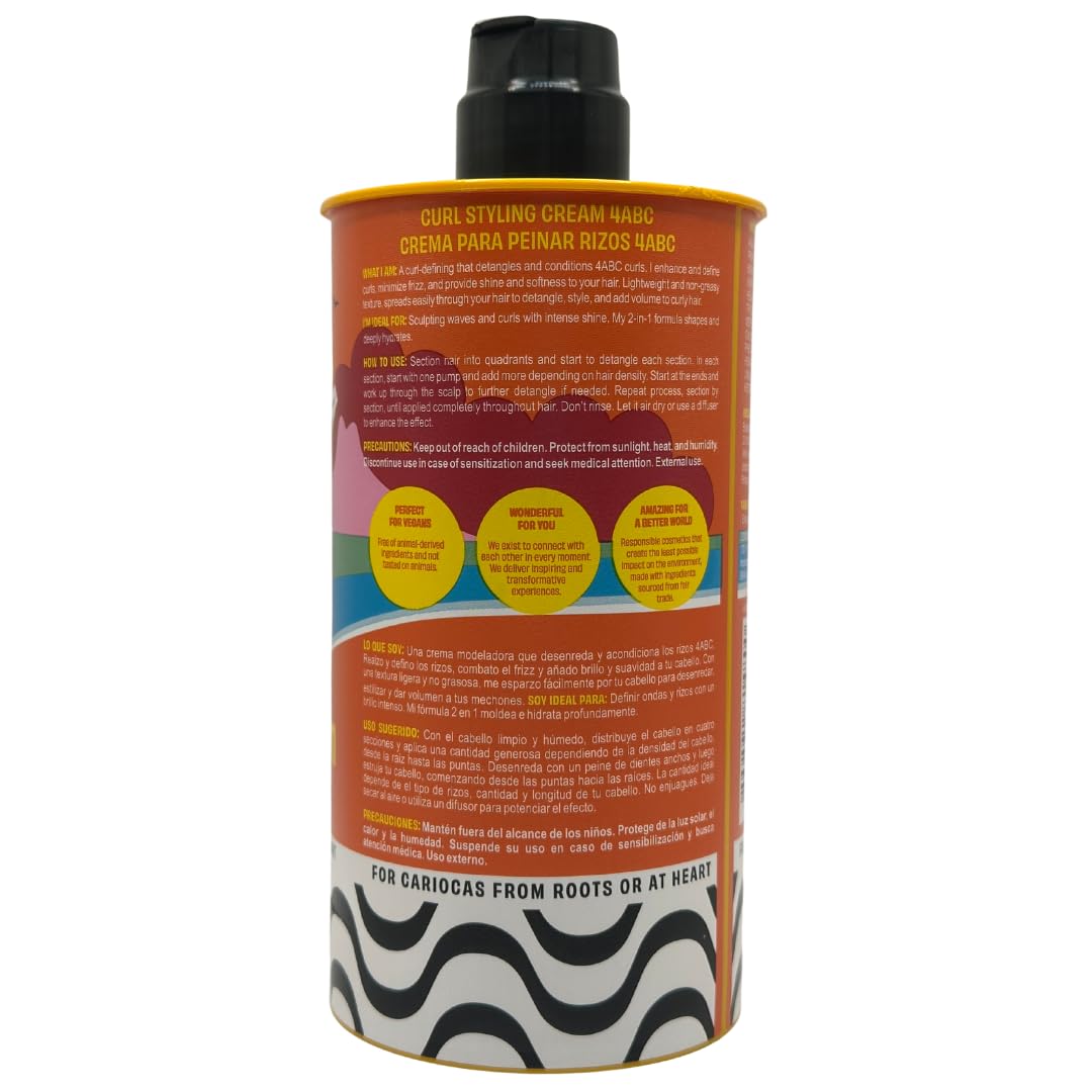 Lola From Rio - Ela E Carioca 4ABC Curl-Defining Cream, Boost Hydration, Minimize Frizz, Provide Soft, Flexible Control for 4ABC Curl Type, 17.64 Fl Oz