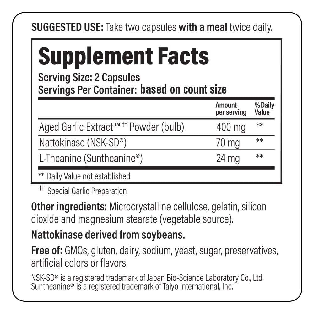 Kyolic Aged Garlic Extract Formula 109 - for Blood Pressure Health - Supports Maintaining Blood Pressure Levels Already Within a Normal Range - Heart Health Supplement - 160 Capsules