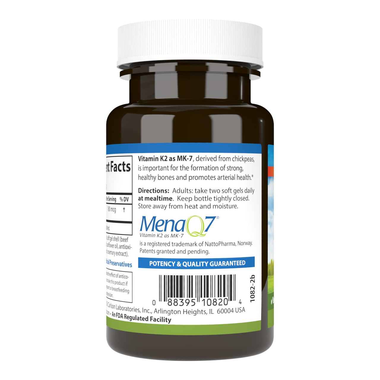 Carlson - Vitamin K2 MK-7 (Menaquinone), 180 mcg, Bone Support, Calcium Bioavailability, K2 Vitamin, Vitamin K-2, 90 Softgels