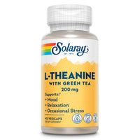 Thumbnail for SOLARAY L-Theanine 200mg with Green Tea - Healthy Mood, Relaxation and Occasional Stress Support - Lab Verified, Vegan, Gluten Free - 45 Servings, 45 VegCaps