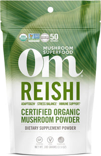 Thumbnail for OM MUSHROOM SUPERFOOD Reishi Organic Mushroom Powder, 3.5 Ounce, 50 Servings, Adaptogen, Stress & Immune Support, Superfood Mushroom Supplement
