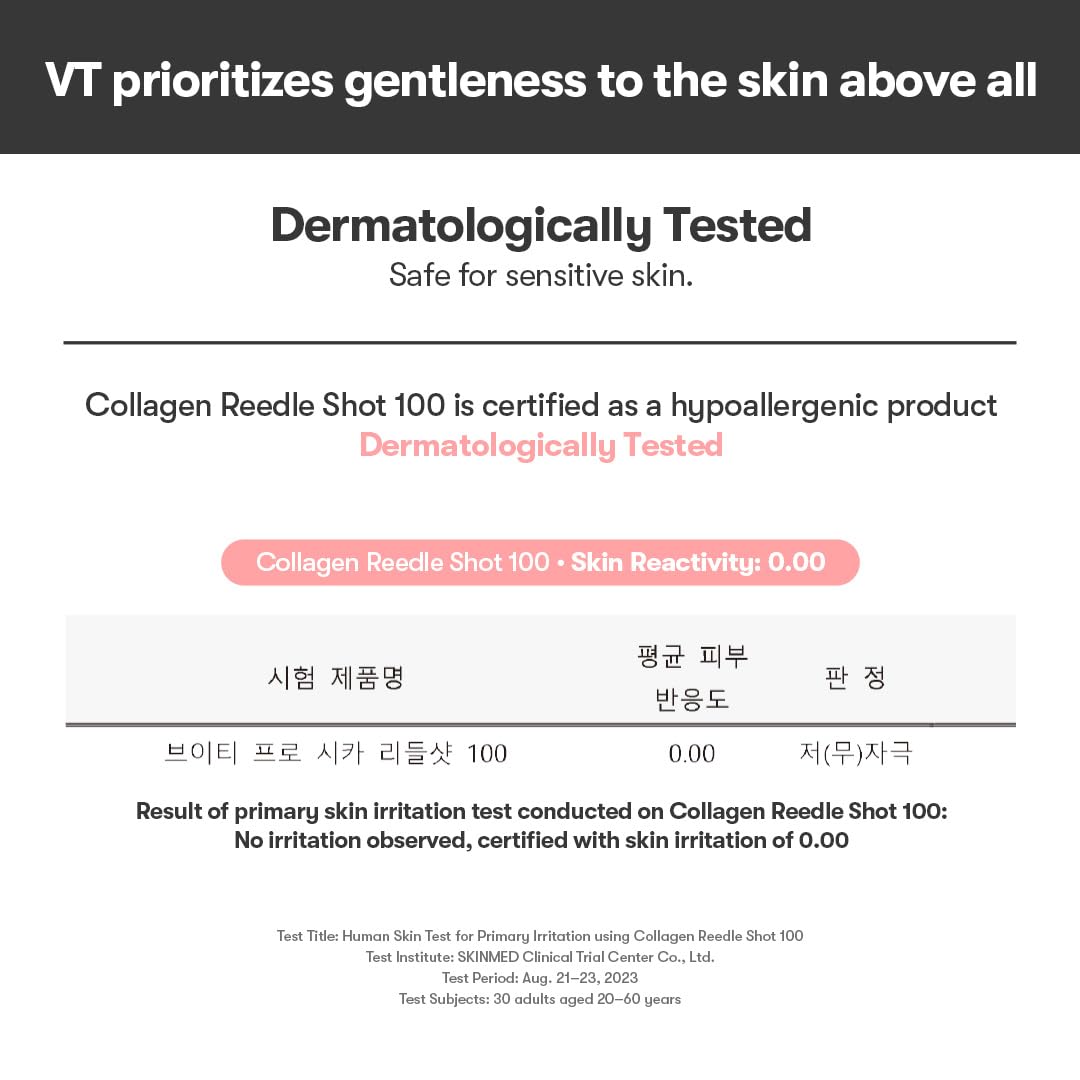 VT COSMETICS Collagen Reedle Shot 100 Serum with 500Da Collagen Extract & Spicule Microneedling Formula, Korean Skin Booster, 1.69 fl oz(50ml)