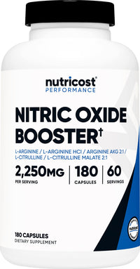 Thumbnail for Nutricost Nitric Oxide Booster 2250mg, 180 Capsules - 750mg Per Casule, 60 Servings - Gluten Free and Non-GMO