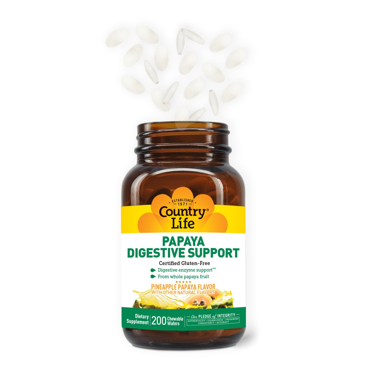 Country Life, Papaya Digestive Support, Daily Enzymes to Promote Digestive Health and Nutrient Absorption, 200