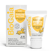 Thumbnail for BioGaia Immune Active Baby Probiotic Drops + Vitamin D | for Babies & Toddlers 0-36 Months | Supports Digestive & Immune Health | Allergen, Dairy, Soy & Gluten Free | Backed by 30 Years of Research