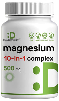 Thumbnail for Magnesium Complex 500mg, 240 Veggie Capsules – 10-in-1 Glycinate, Citrate, Malate, Oxide, & More – 100% Chelated for Easy Absorption – Essential Mineral Supplement – Non-GMO