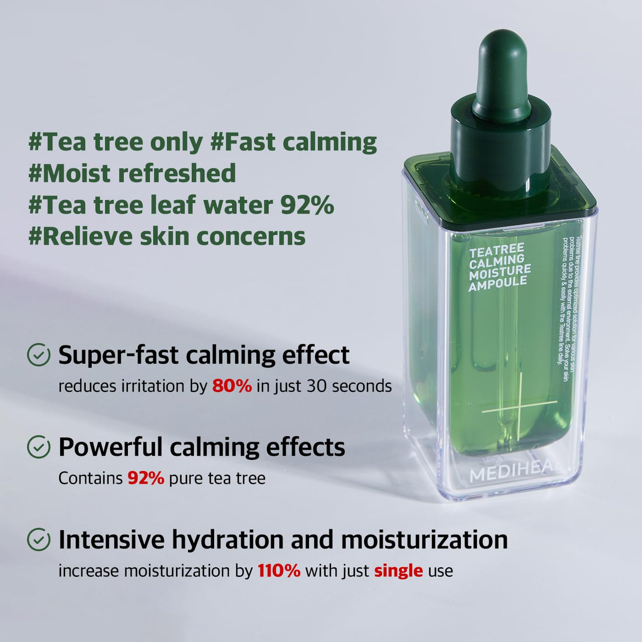 Mediheal Teatree Calming Moisture Ampoule,50ml Quick Calming and deep Hydrating with 92% Pure Tea Tree