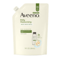 Thumbnail for Aveeno Daily Moisturizing Body Wash for Sensitive Skin + Prebiotic Oat, Gently Cleanses, Nourishes & Feels Moisturizing Dry Skin, Light Fragrance, Refill Pouch, 36 fl. oz