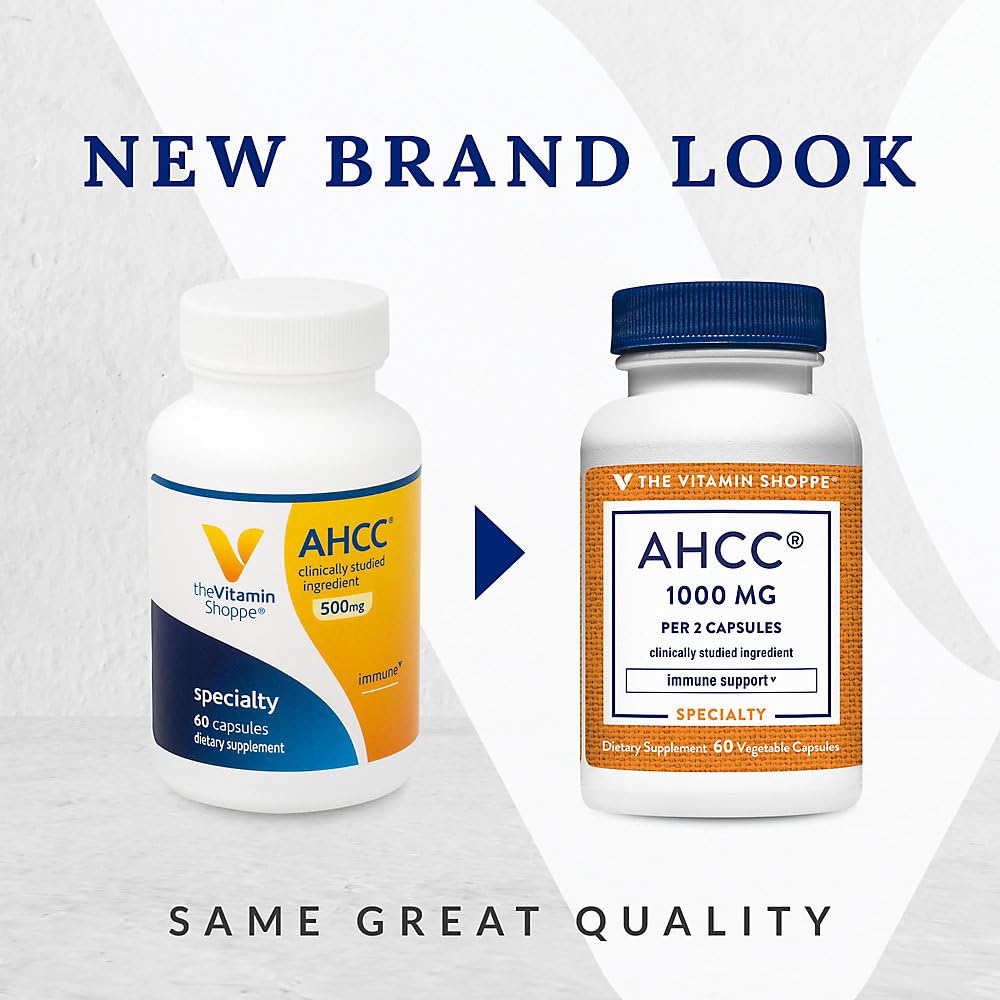The Vitamin Shoppe AHCC 500mg - Immune System Booster & Cell Defense | Active Hexose Correlated Compound | 60 Veggie Caps | Mushroom Extract