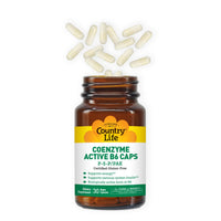 Thumbnail for Country Life Coenzyme Active B-6, 50mg Vitamin B6-30 Vegetarian Capsules - Supports Energy, Nervous & Immune Systems - 25mg P-5-P Vitamin B6 - Certified Gluten Free, Vegan - No Artificial Additives
