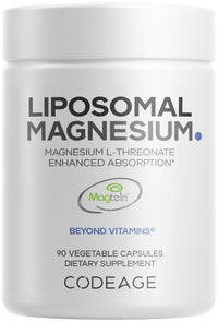Thumbnail for Codeage Liposomal Magnesium L-Threonate Supplement, Patented Magtein Magnesium Threonate for Brain Health, Memory and Cognitive Function Support, Bioavailable, Non-GMO - 90 Capsules