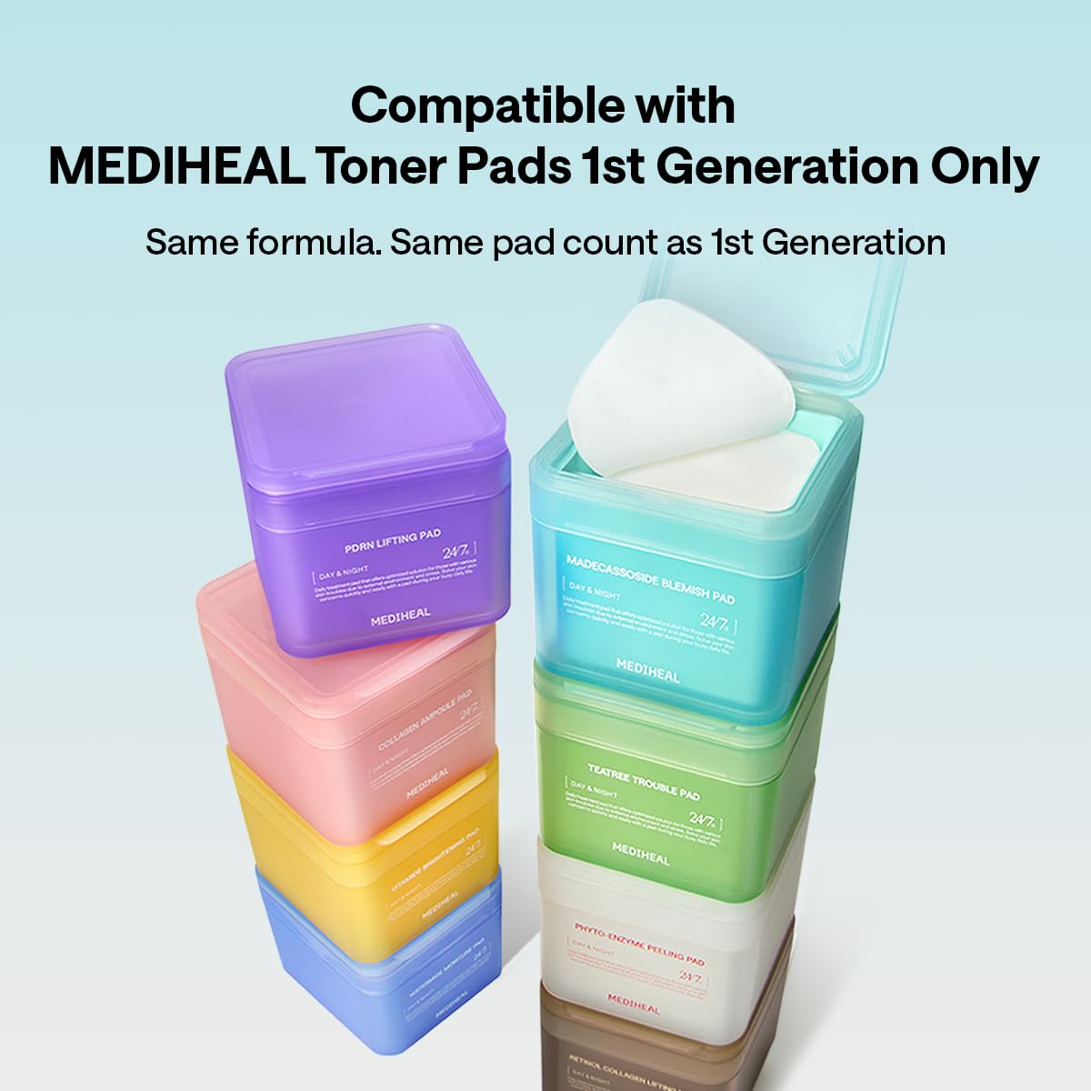 (Only Refill) Mediheal Vitamide Brightening Pad (100 Pads) - Radiance Boosting Pads for Clear, Illuminating Skin - Vegan Gauze Pad