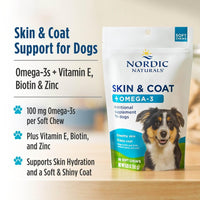 Thumbnail for Nordic Naturals Pet Skin & Coat Soft Chews with Omega-3-30 Pork Bone Broth Flavored Soft Chews - Nutritional Support for Healthy Skin & a Soft and Shiny Coat - Non-GMO and IFOS Certified