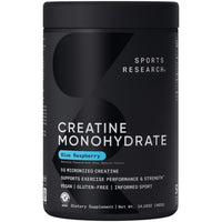 Thumbnail for Sports Research® Creatine Monohydrate - Gain Lean Muscle, Improve Performance and Strength and Support Workout Recovery* - 5 g Micronized Creatine, Blue Raspberry Flavor - 25 Servings