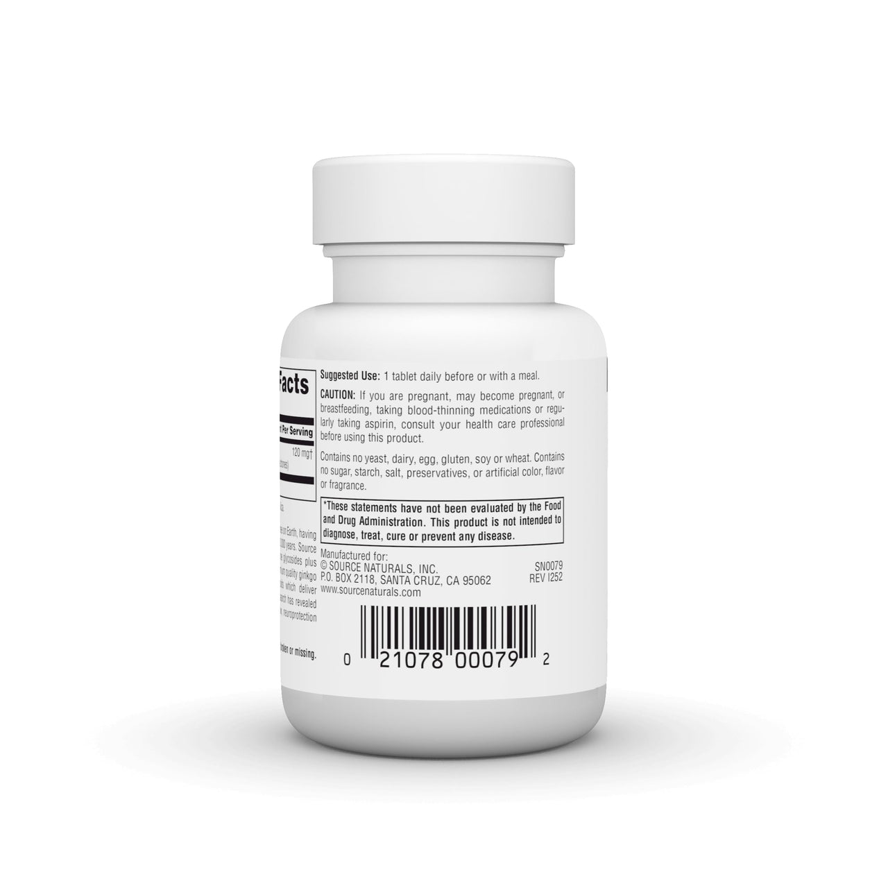 Source Naturals Ginkgo-24 - Ginkgo Biloba Extract, 24% Flavone Glycosides 6% Terpene Lactones -120 mg - 60 Tablets