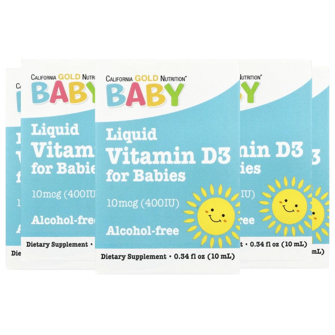 California Gold Nutrition Baby Vitamin D3 by - Liquid D3 Supplement for Babies, Vegetarian Friendly - Alcohol & Gluten Free, Non-GMO - 10 mcg (400 IU), 0.34 fl oz (10 ml)