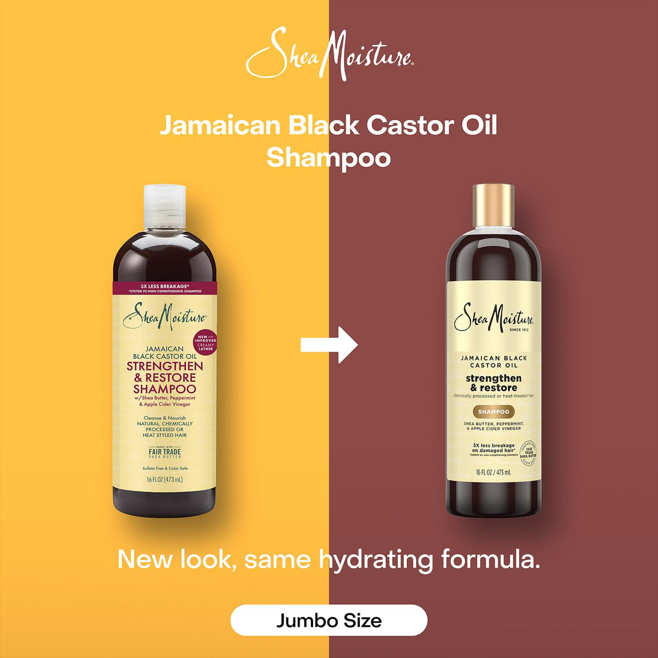 Shea Moisture Jamaican Black Castor Oil Strengthen & Restore Shampoo 2-Pack, 16 Oz Ea