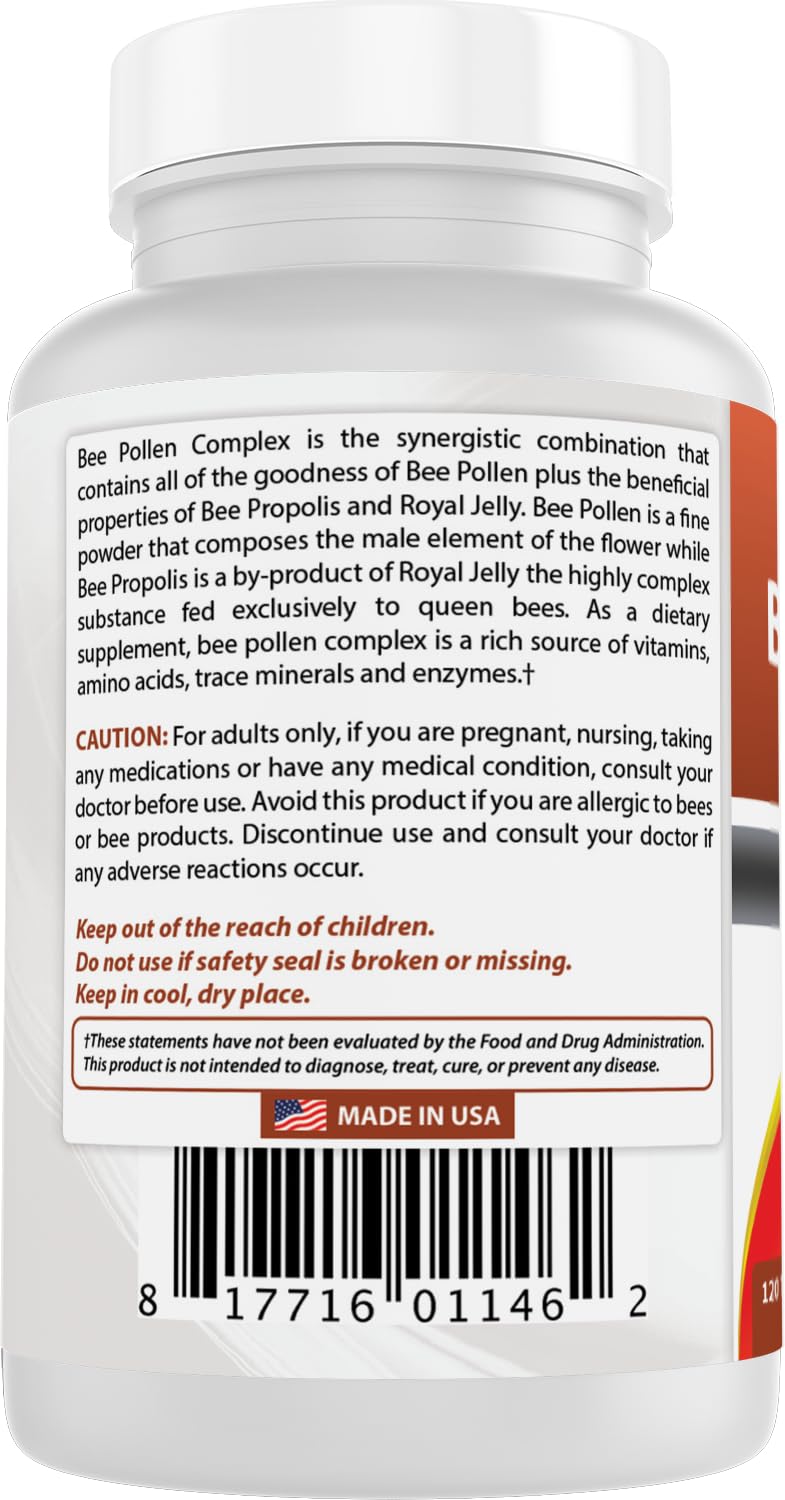 Best Naturals Bee Pollen Complex 1000 mg 120 Tablets
