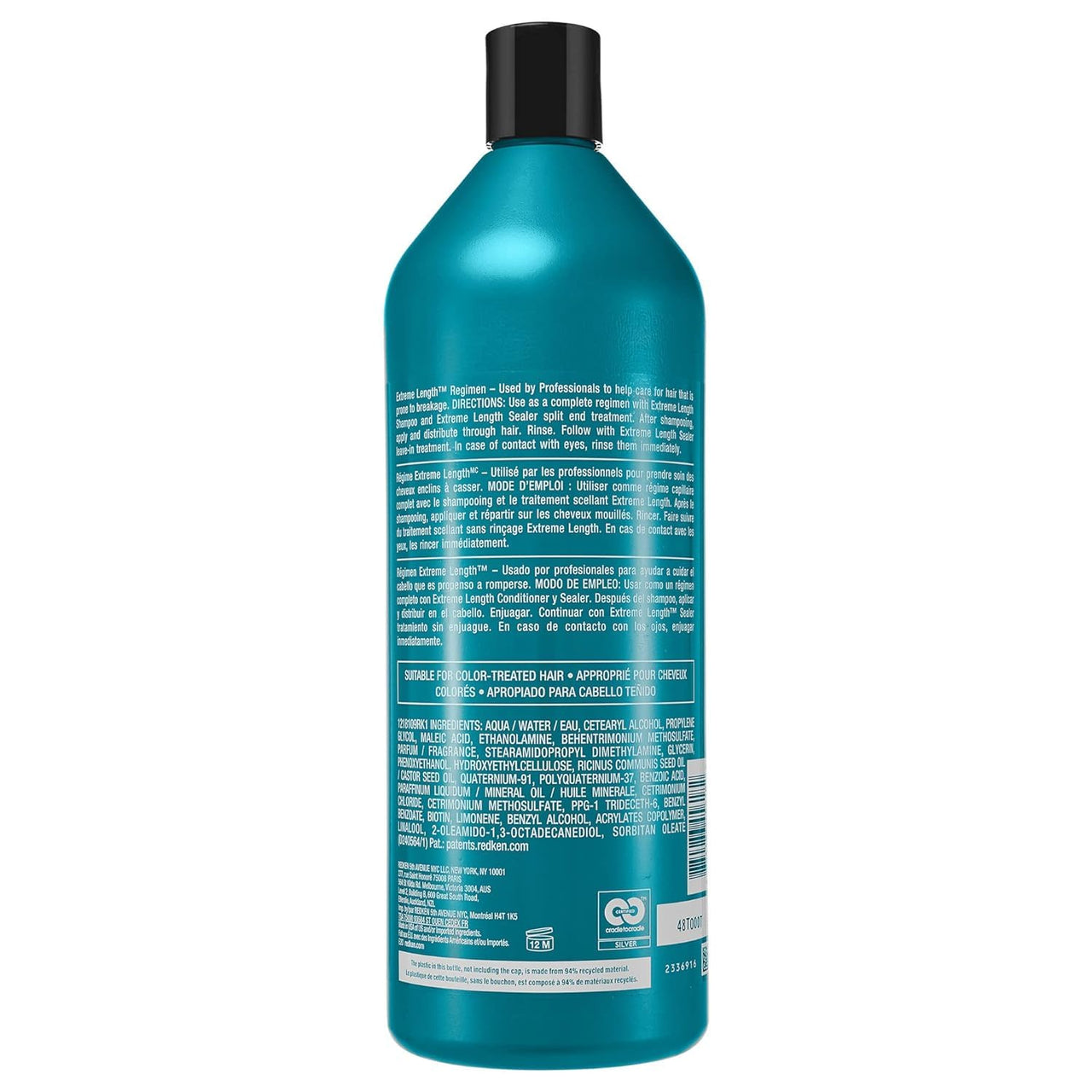Redken Extreme Length Conditioner For Damaged Hair - Fortifies, Strengthens and Conditions Hair, Infused With Biotin & Castor Oil For Hair Growth, 33.8 Fl Oz