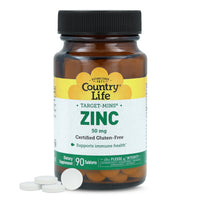 Thumbnail for Country Life Target-Mins Zinc 50 mg 90 Tablets - Zinc Supplements for Immune Health - Zinc 50mg - Zinc Support