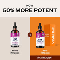 Thumbnail for Vimergy Milk Thistle – Supports Liver Function* 57 2mL (2 Droppers or 44-48 Drops) Servings (110mg Extract Per Serving) – for Healthy Digestion* – USDA Certified Organic, Vegan, Gluten-Free – 115 mL