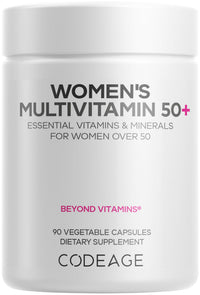 Thumbnail for Codeage Women’s Multivitamin 50+ Supplement - Essential Vitamins for Women Over 50, Minerals, CoQ10, Hyaluronic Acid, Probiotics, Black Cohosh, Ashwagandha & Superfoods - Non-GMO - 90 Capsules