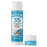 Thumbnail for Badger Mineral Sunscreen Face Stick SPF 35, 97% Organic Unscented Zinc Oxide Travel Sunscreen, Coral Reef Safe Travel Size Stick, .65 oz