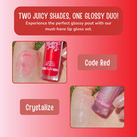 Thumbnail for RUDE Cosmetics Berry Juicy Lip Gloss for Women, High Shine Lip Glosses Set, Moisturizing & Hydrating Lipgloss for Girls, Ideal for Day & Night Makeup Looks, Crystalize & Code Red