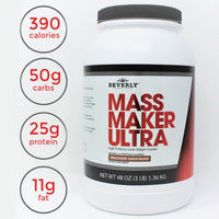 Thumbnail for Beverly International Mass Maker Ultra Chocolate, 14 Servings, 3lb. Build Lean Mass Like a Pro. Milk Protein Isolate, Whey Protein Isolate + Egg. MCT Oil. Clean Carbs, Great Taste
