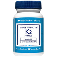 Thumbnail for The Vitamin Shoppe Vitamin K2 MK-7 300mcg Triple Strength - Bone & Heart Health | Menaquinone-7 | 60 Vegetable Capsules | High Potency