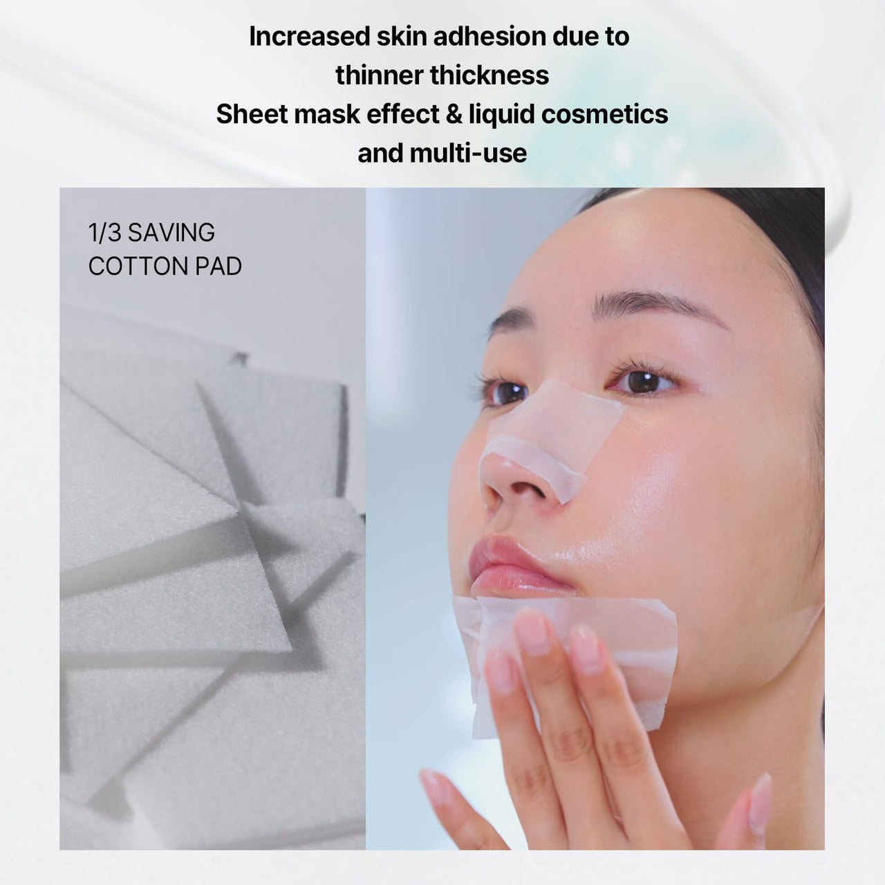 ILSO 1/3 Saving Cotton Pad, Thin Layer Perfect for DIY Toner pad and mask, 40 Sheets, Korean Skincare (50 x 70mm)