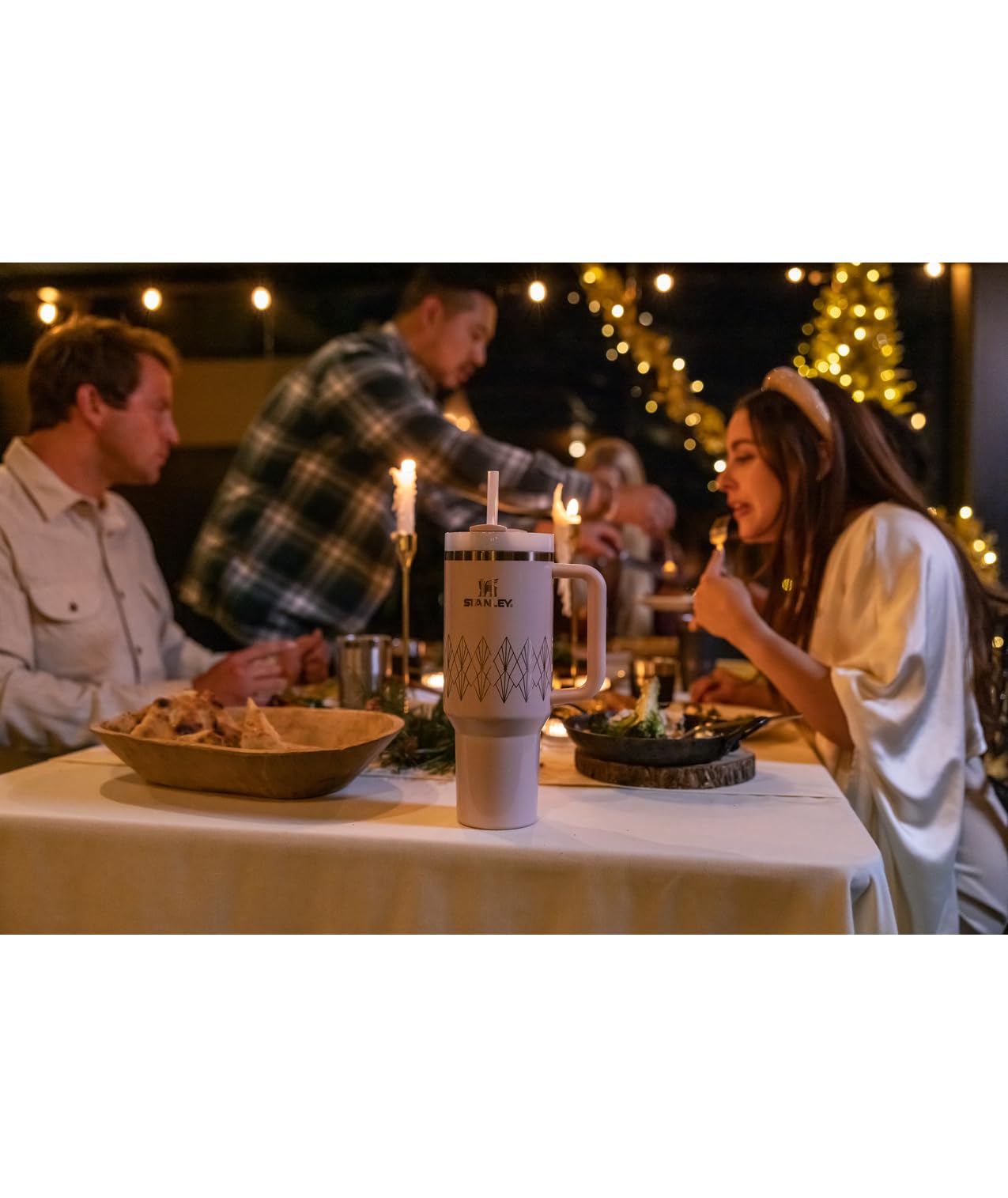Stanley Quencher H2.0 Tumbler with Handle and Straw 40 oz | Flowstate 3-Position Lid | Cup Holder Compatible for Travel | Insulated Stainless Steel Cup | BPA-Free | Blush Gloss Deco