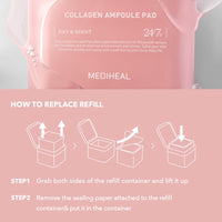 Thumbnail for (Only Refill) Mediheal Collagen Ampoule Pad (100 Pads) - Cotton Facial Toner Pads for Skin Firming & Restore Elasticity - Vegan Eco Silk Pad