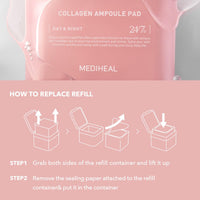 Thumbnail for (Only Refill) Mediheal Collagen Ampoule Pad (100 Pads) - Cotton Facial Toner Pads for Skin Firming & Restore Elasticity - Vegan Eco Silk Pad