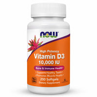 Thumbnail for NOW Foods Supplements, Vitamin D-3 10,000 IU, Highest Potency, Structural Support*, 200 Softgels