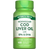 Thumbnail for Nature's Truth Norwegian Cod Liver Oil | 100 Softgels | with EPA & DHA | Non-GMO & Gluten Free Supplement