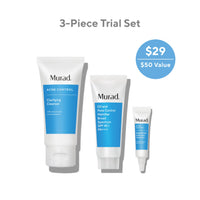 Thumbnail for Murad Clear Breakouts + Control Oil - 3-Piece Trial Kit ($50 Value) - Acne Fighting Kit - Clarifying Cleanser 2Fl Oz, Rapid Relief Acne Treatment 0.25Fl Oz, Oil & Pore Mattifer SPF 45 0.8Fl Oz
