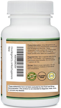 Thumbnail for Citrus Bergamot Supplement, 1000mg, 60 Capsules - Supports Healthy Cholesterol & Triglyceride Levels - 1,000mg Servings (Bergamonte Standardization) by Double Wood