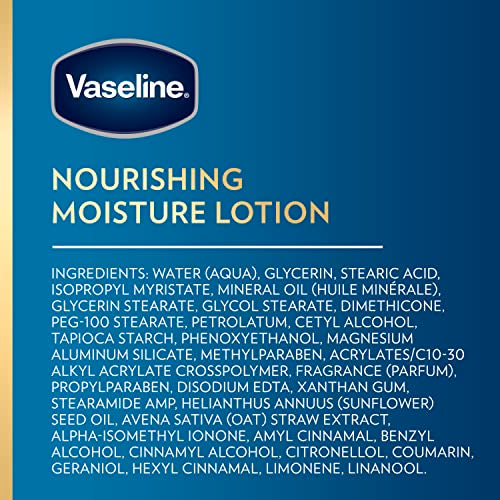 Vaseline Intensive Care Body Lotion Nourishing Moisture 4 Count for Dry Skin, with Ultra-Hydrating Lipids + Pure Oat Extract 20.3 oz