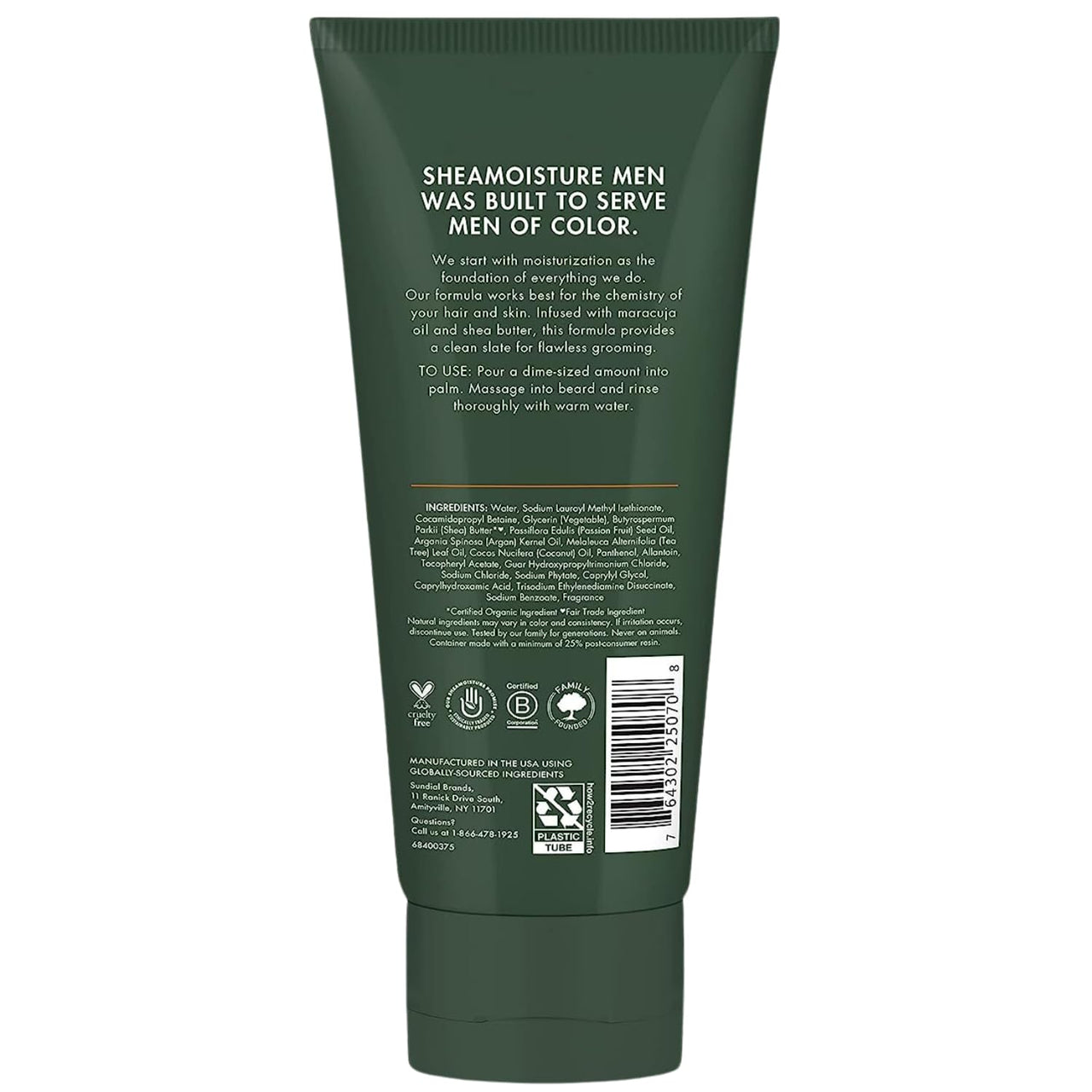 SheaMoisture Beard Wash - Full Beard Shampoo, Moisturizing with Maracuja Oil and Raw Organic Shea Butter, Beard Care for Men, 6 Fl Oz Ea (Pack of 2)