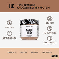Thumbnail for NAKED Chocolate Whey Protein Powder 1LB (12 Servings) Pure Micronized Creatine Monohydrate 500g (100 Servings) – Grass-Fed; Bulk; Non-GMO; Gluten Free; Soy Free
