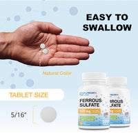 Thumbnail for Puregen Labs Ferrous Sulfate 325 mg (65 mg Elemental Iron) High Potency Iron Supplement | No Artificial Color Additives - 200 Tablets Made in USA