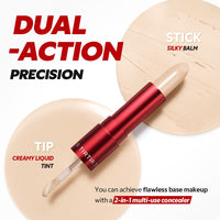 Thumbnail for TIRTIR Glide&Hide Blurring Concealer - Creamy texture, Conceals dark circles and wrinkles, Dual formula (liquid tip & balm stick), Long-lasting wear, Korean Makeup, #1.5W, 0.28 Oz